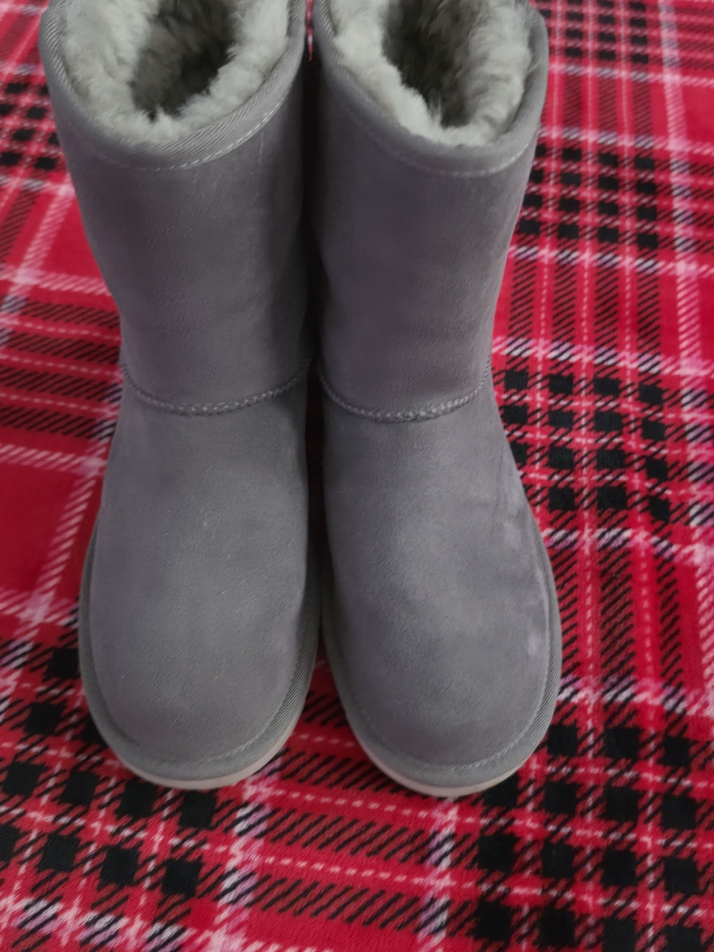 Koolaburra Gray Faux-Shearling Ankle Booties